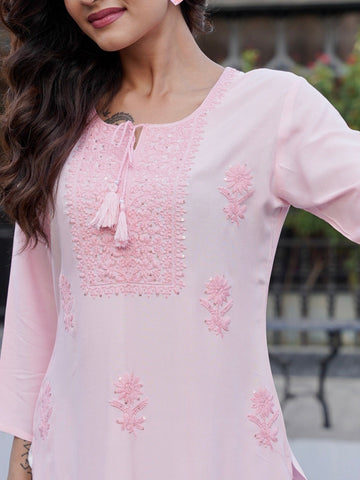 Premium Self Chikankari Kurta Geetha Creation